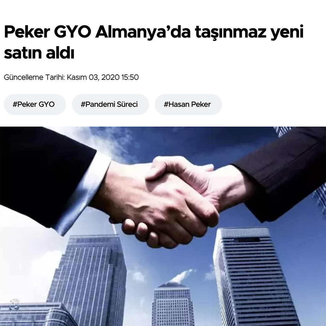 PEKER GYO ALMANYA’DA TAŞINMAZ YENİ SATIN ALDI